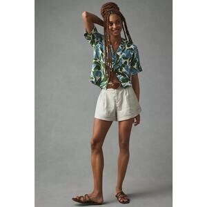 Trovata Bird of Paradis Cropped Button Down Size Small- Anthropologie 100% Linen